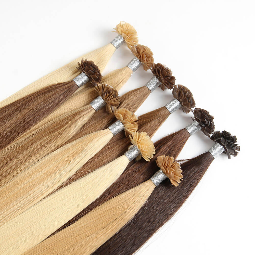 Flat-tip remy human hair extensions