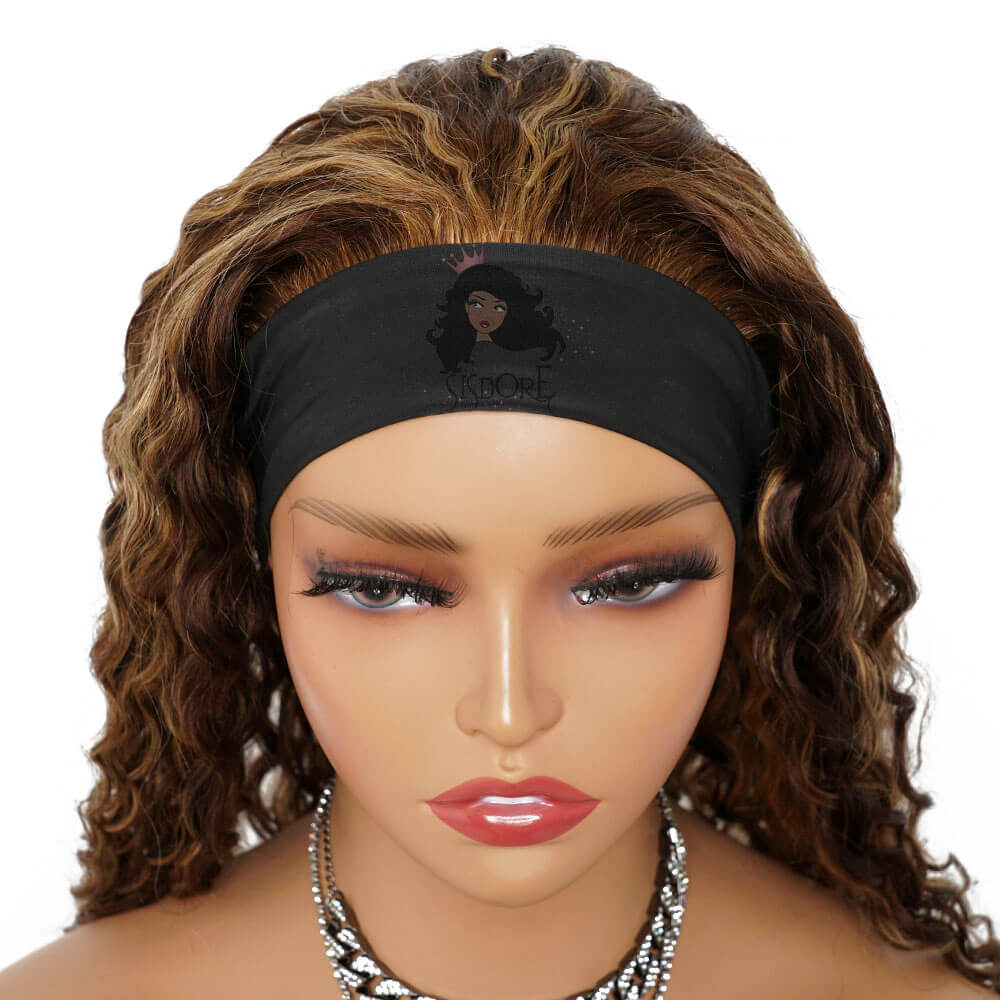 headband wig deep wave highlight hair 