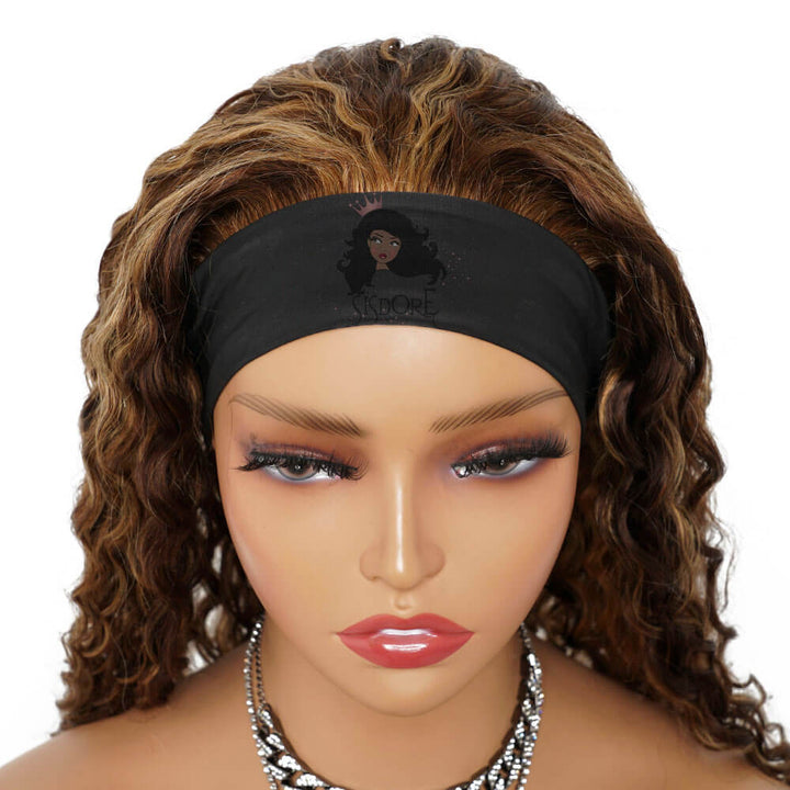 headband wig deep wave highlight hair 