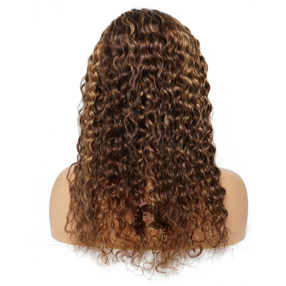 headband wig deep wave highlight hair 