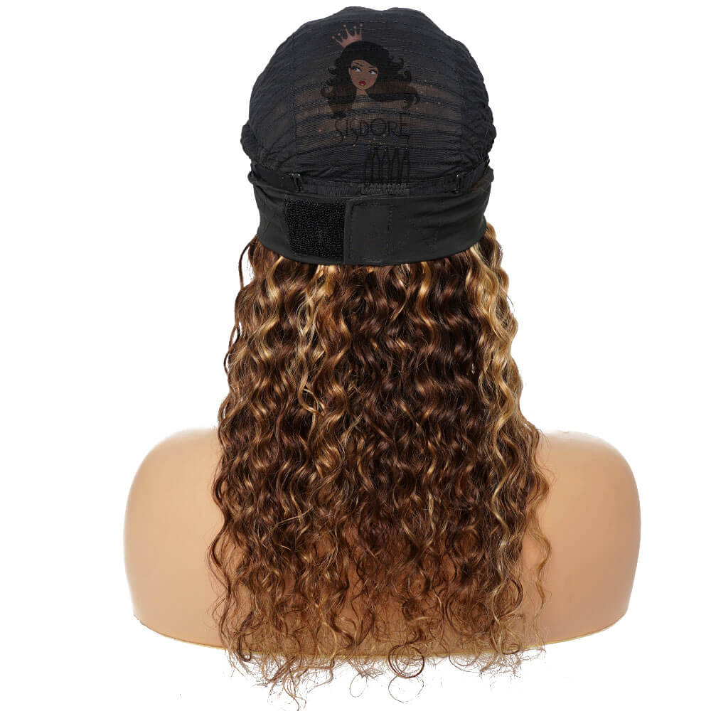 headband wig deep wave highlight hair 