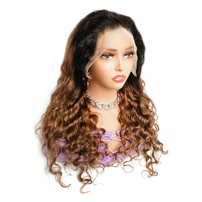 loose deep wave human hair lace front wig 1b 30