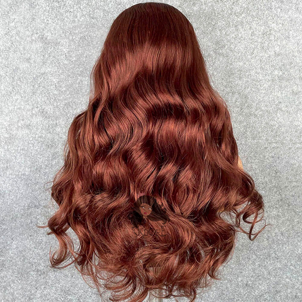 Auburn Body Wave Wigs, Copper Red Lace Front Wigs, Reddish Brown Wigs Human Hair