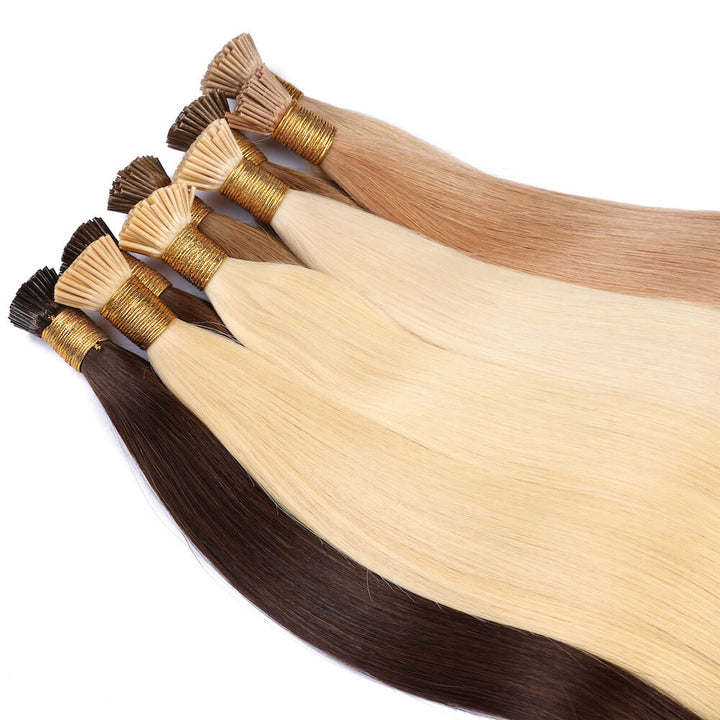 I-tip extensions straight human hair