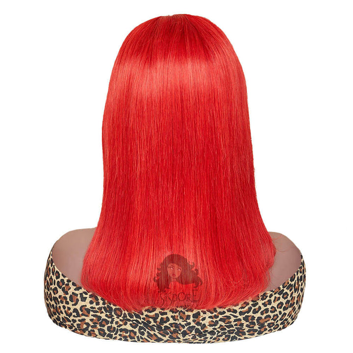 red human hair bob wig