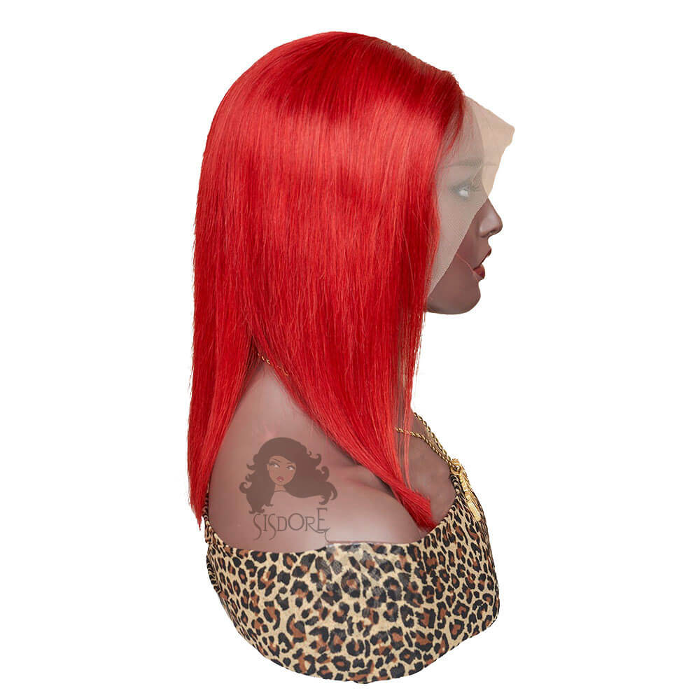 red human hair bob wig