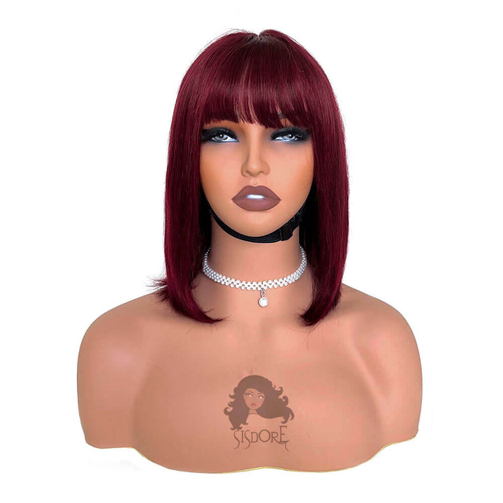 99j burgundy hair short bob wig with bangs #color_burgundy-bob