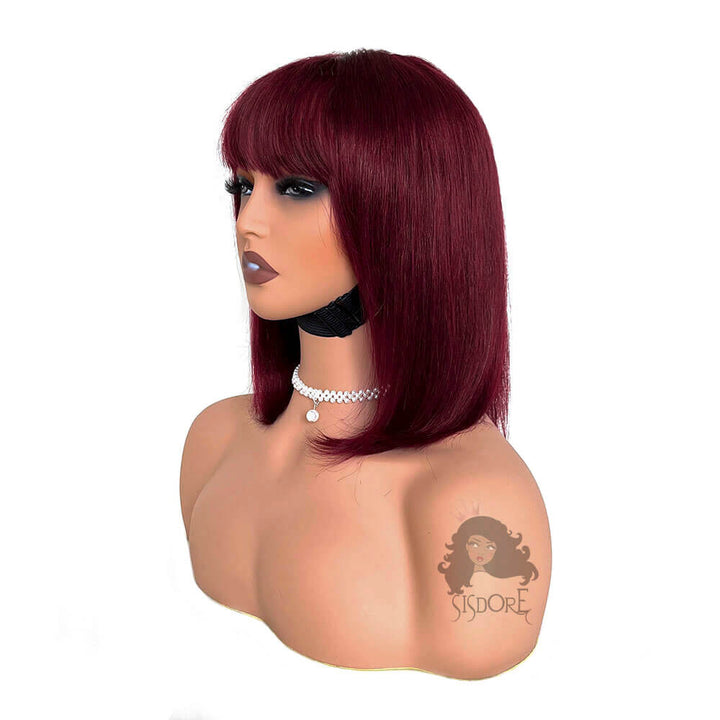 99j burgundy human hair bob wig with bangs #color_burgundy-bob
