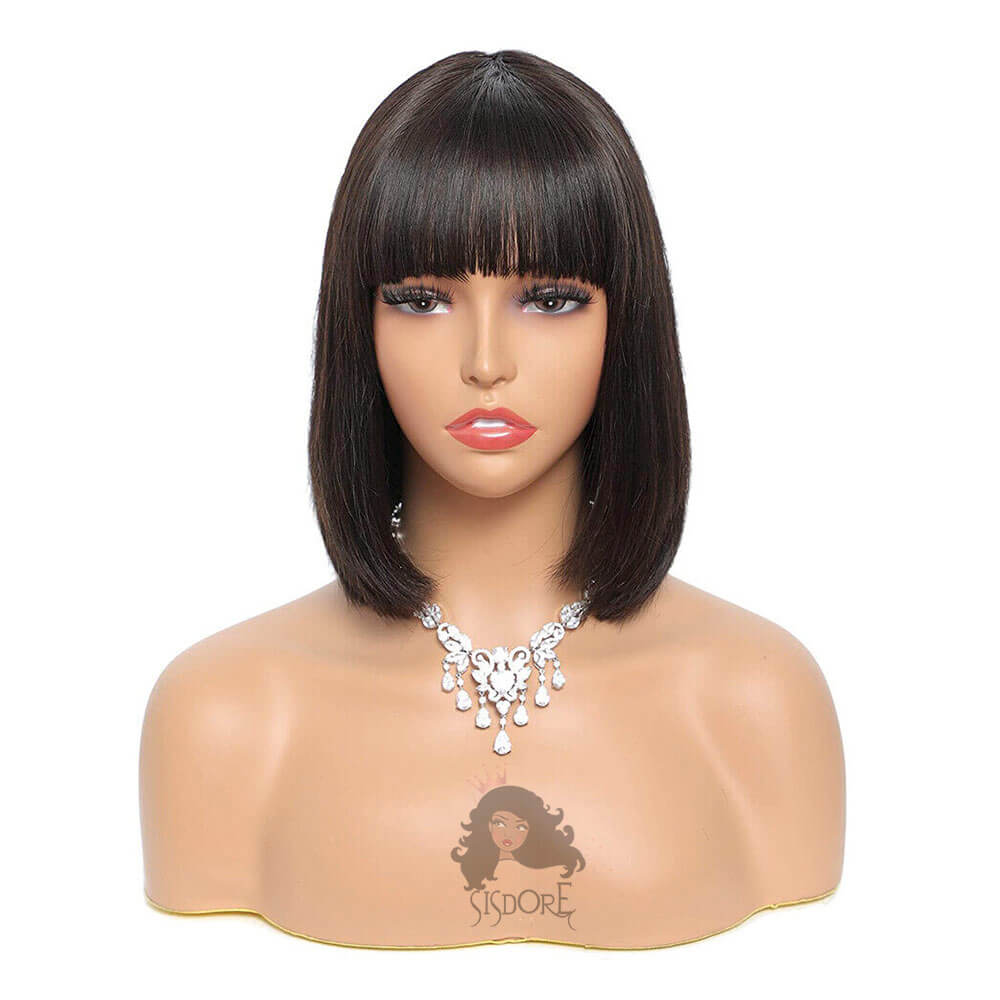 Bob wig with bangs 1b hair #color_natural-color-bob