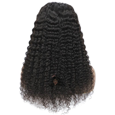 SISDORE Deep Wave Human Hair Wigs, Long Black Curly Brazilian Hair Lace Front Wig