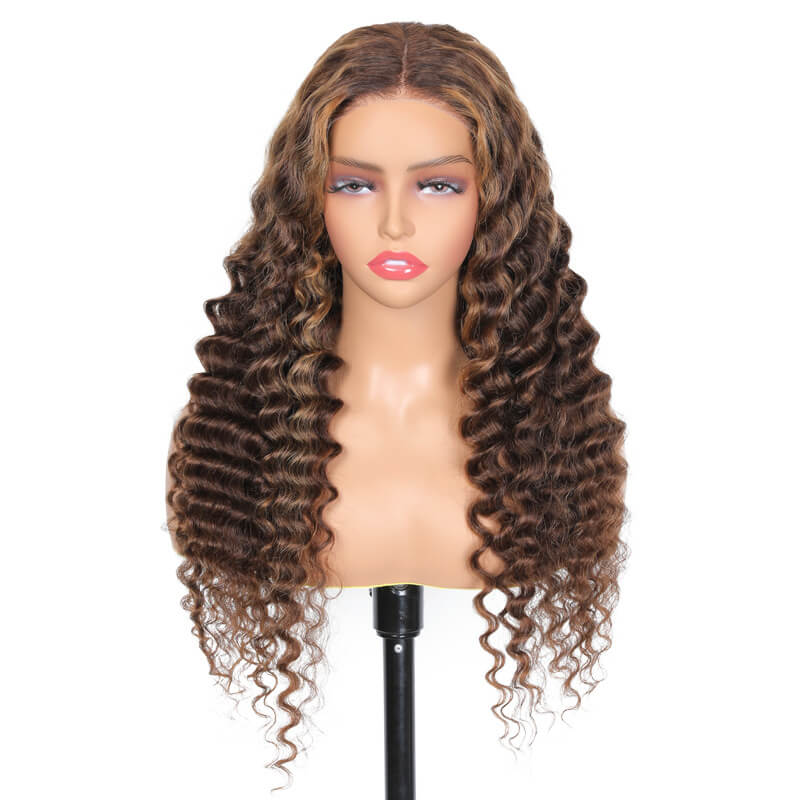 SISDORE Highlight Deep Wave Human Hair Wear and Go Glueless Wig