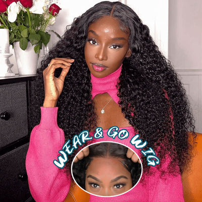 Jerry Curly Hair Glueless Wig, Pre Cut Lace Wear and Go Wigs