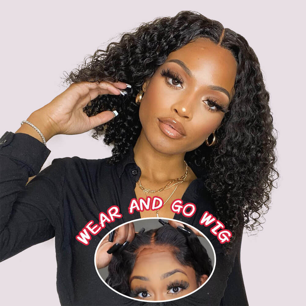 Wear and Go Glueless Bob Wig Deep Wave Hair