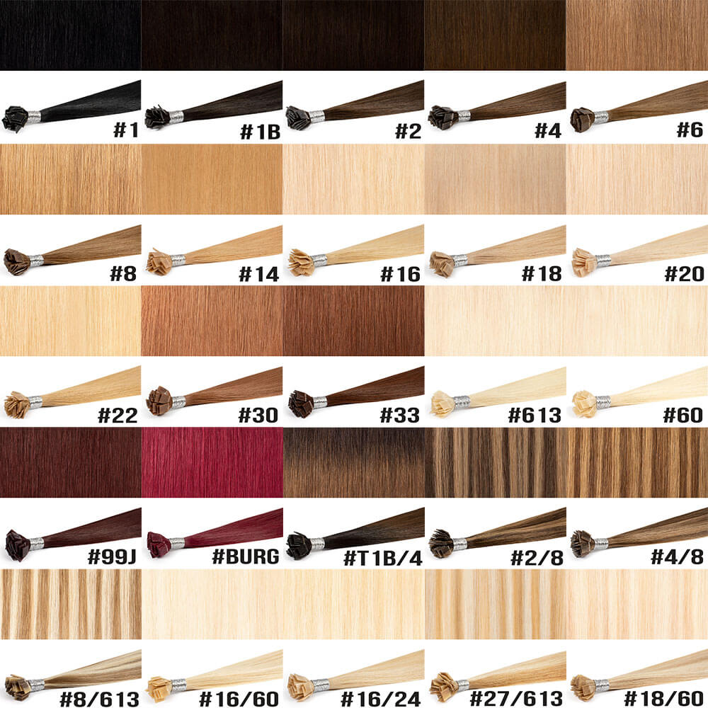 flat tip hair extensions color swatches