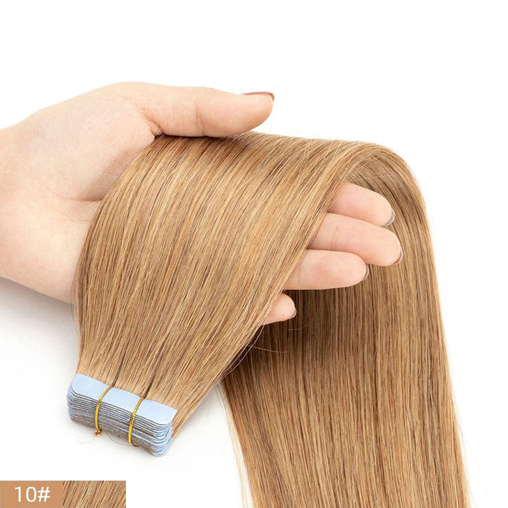 tape in straight virgin human hair extensions #10