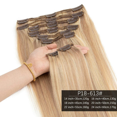 #18/613 Piano Color Straight Clip In Virgin Human Hair Extensions
