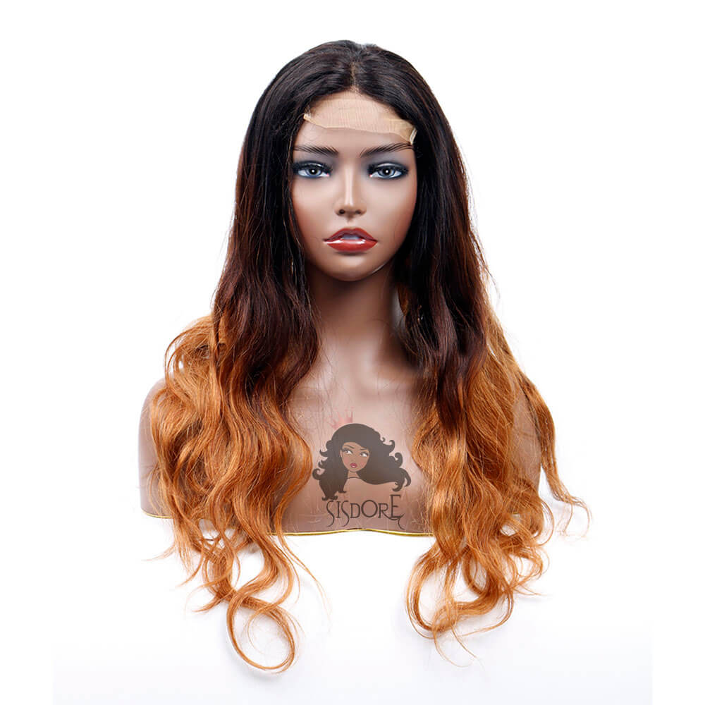 Ombre Color 3-Tone 1B 4 30 Body Wave 4x4 Lace Closure Wig