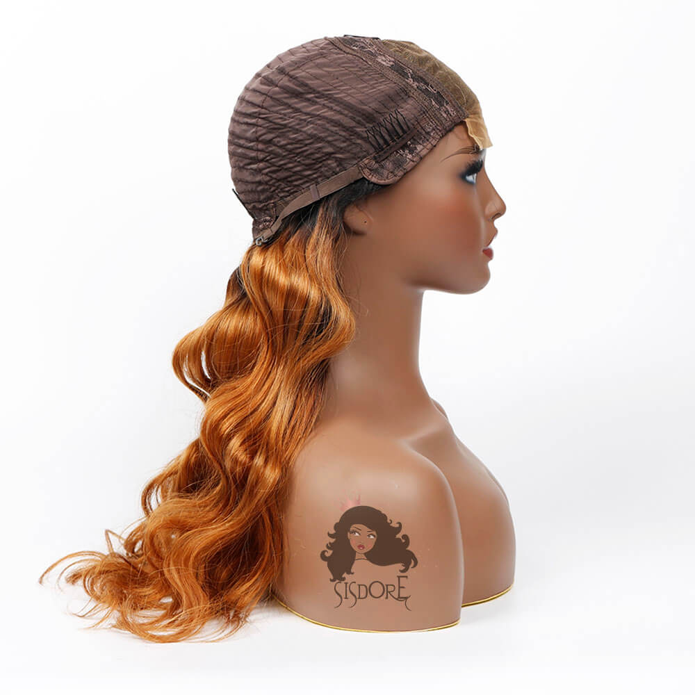 Ombre Color 3-Tone 1B 4 30 Body Wave 4x4 Lace Closure Wig Cap