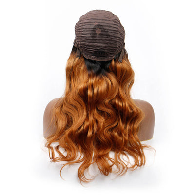 Ombre Color 3-Tone 1B 4 30 Body Wave 4x4 Lace Closure Wig Cap