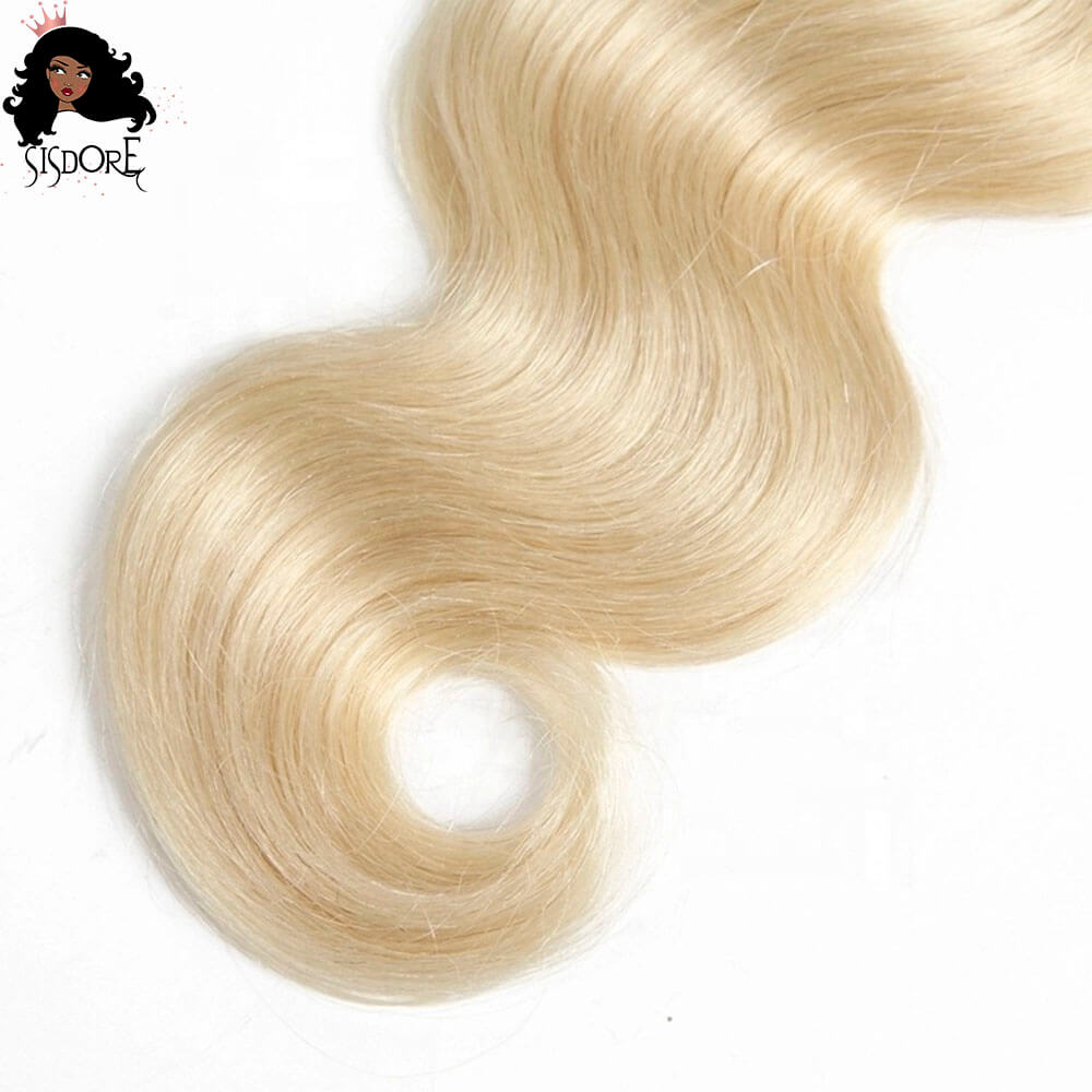 Blonde Body Wave Human Hair Weaves 3 Bundles With Black Roots 1B/613 