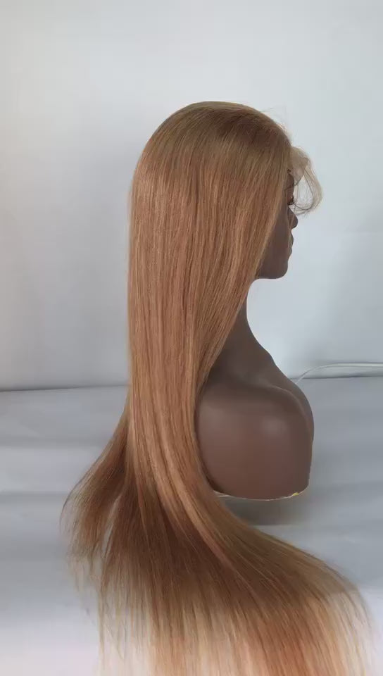 light auburn #30 straight human hair wigs 