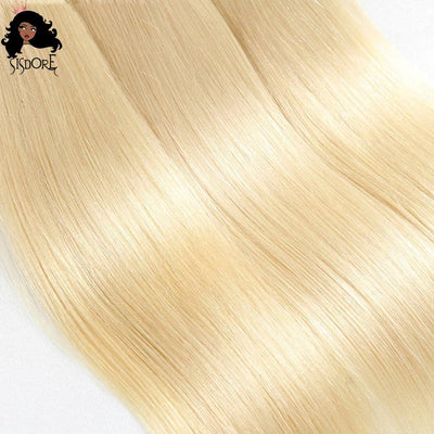 #613 Bleach Blonde Straight Virgin Human Hair Weaves 3 Bundles Deal