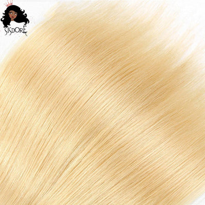 #613 Bleach Blonde Straight Virgin Human Hair Weaves 3 Bundles Deal