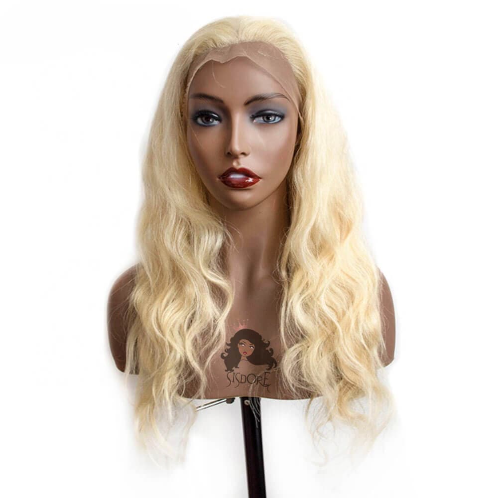 613 bleach blonde long body wave human hair 13x4 13x6 wavy hairstyle glueless lace front wigs