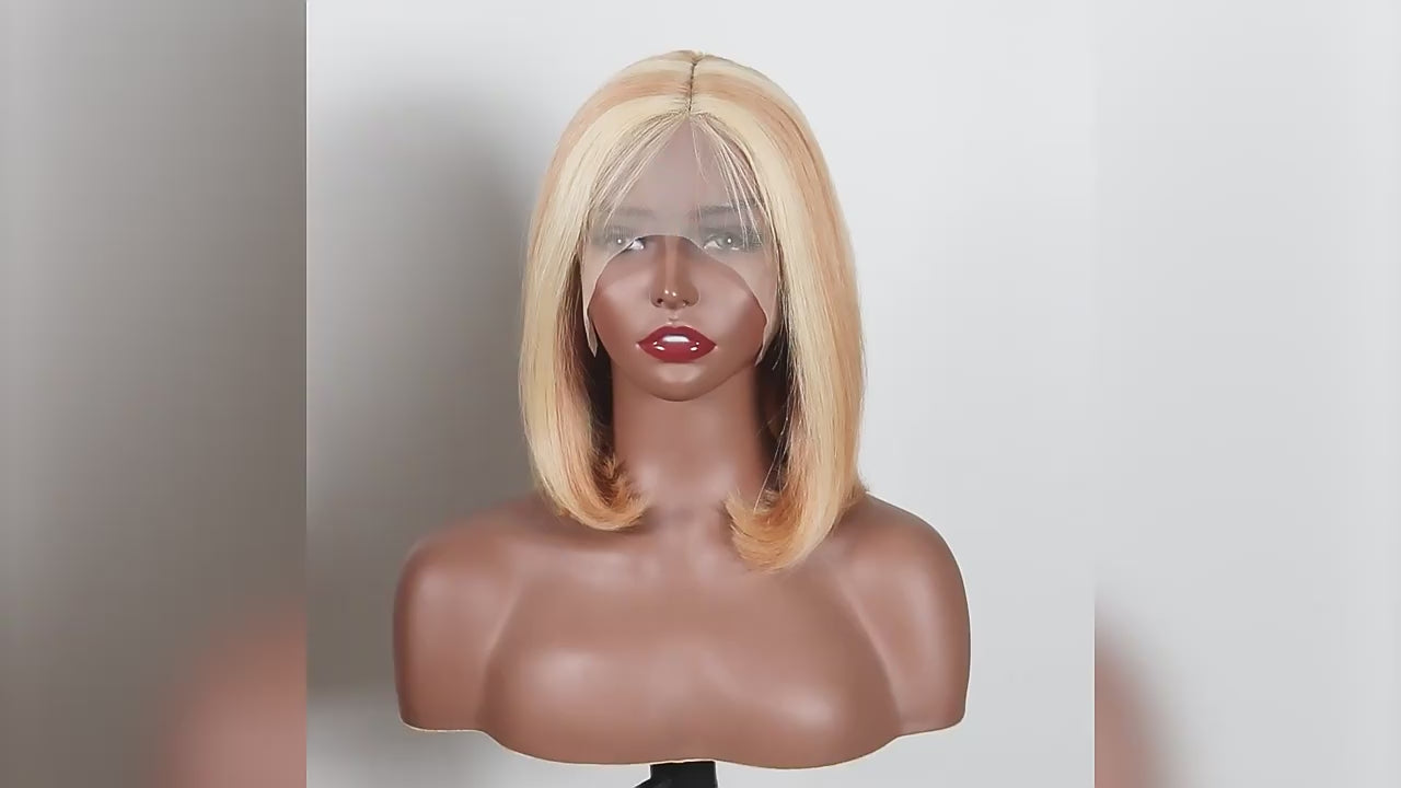 Blonde Bob Wigs, Short Straight Hair 13x4 Lace Front Wigs