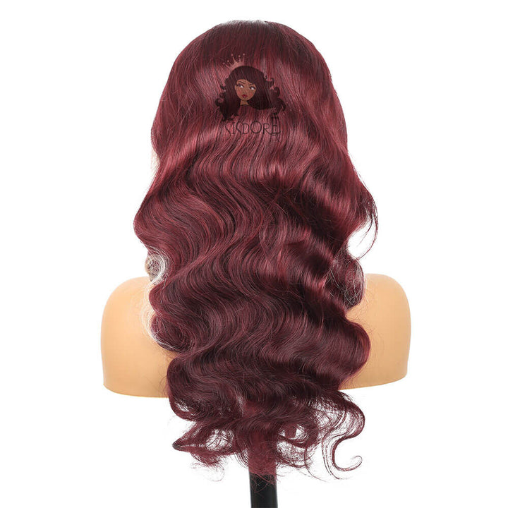 99j Burgundy Hair With 613 Blonde Streaks in front of Hair, Body Wave Skunk Stripe Wigs