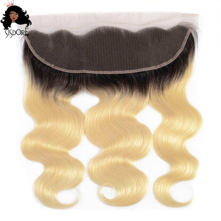 1B 613 Body Wave 13X4 Lace Frontal Blonde With Black Roots 