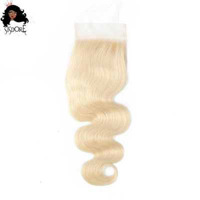 Blonde #613 body wave human hair 4x4 lace closure