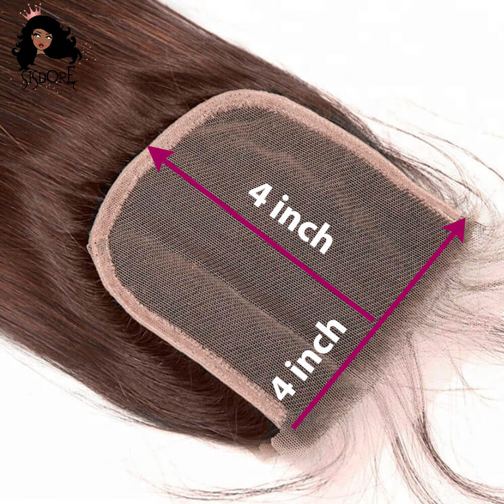 Chocolate Brown Hair, Medium Brown 4x4 Lace Closure Straight Human Hair 