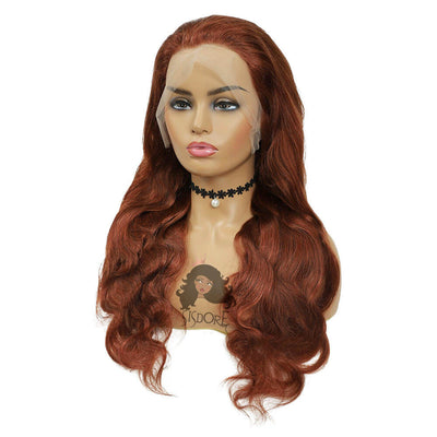 Dark Auburn Wig, Reddish Brown Hair Body Wave Lace Front Wig Color 33