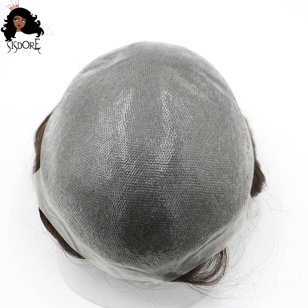 Best men’s hairpiece with V-looped full PU skin system for permanent hair replacement