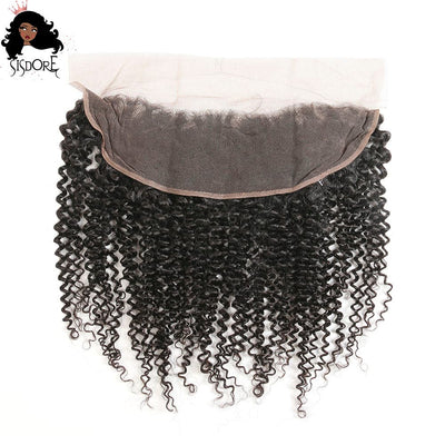 kinky curly human hair 13x4 lace frontal medium brown lace