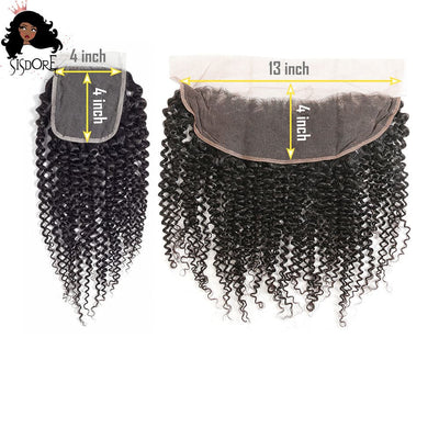 kinky curly human hair 4x4 5x5 lace closures  13x4 lace frontals transparent lace