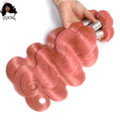 Hot Pink Hair Bundles Straight, Light Pink Body Wave Weaves
