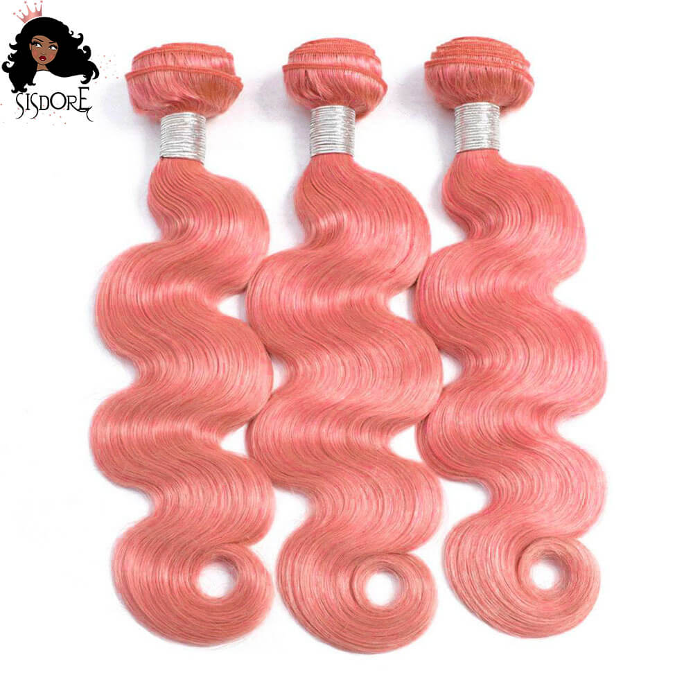 Hot Pink Hair Bundles Straight, Light Pink Body Wave Weaves