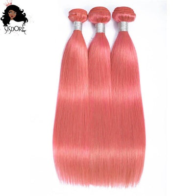 Hot Pink Hair Bundles Straight, Light Pink Body Wave Weaves