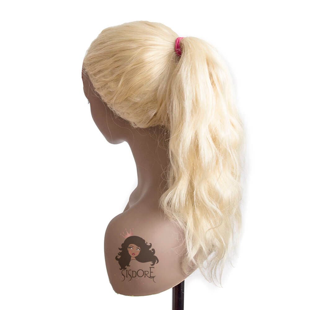 613 light bleach blonde body wave human hair  4x4 hd lace closure wig