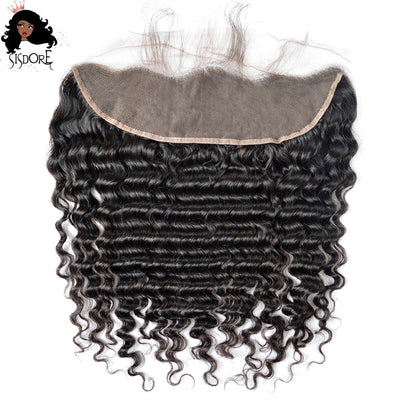 Natural Color Deep Wave 10A Brazilian Hair Weaves With Frontal