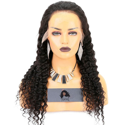 Deep wave natural black color human hair wigs