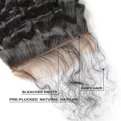 kinky curly hair lace closure with baby hair and pre-plucked natural hairline