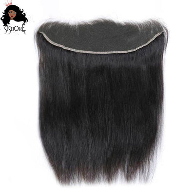 Black Straight Human Hair Bundles with 13x4 Lace Frontal