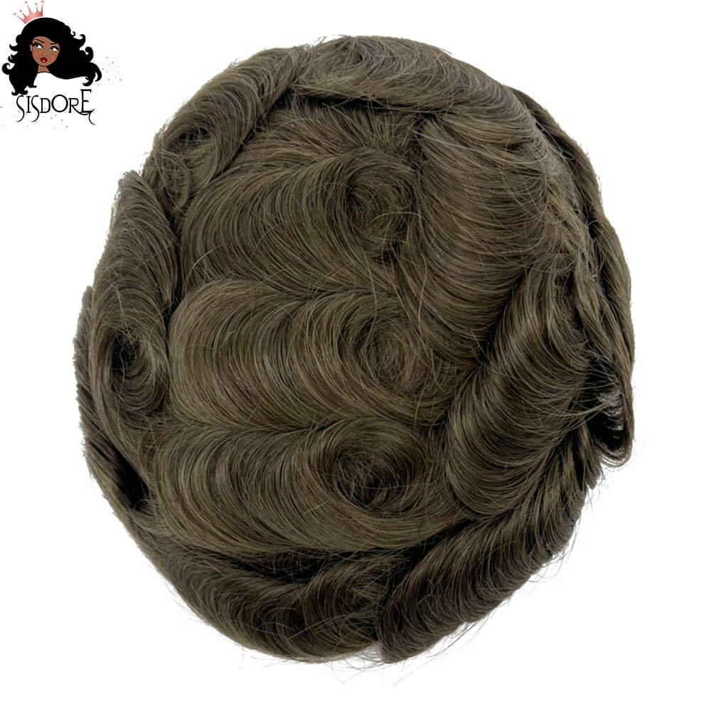 Q6 Toupee for Men, Natural Hairline Front Lace with Skin Base Hair System Wig