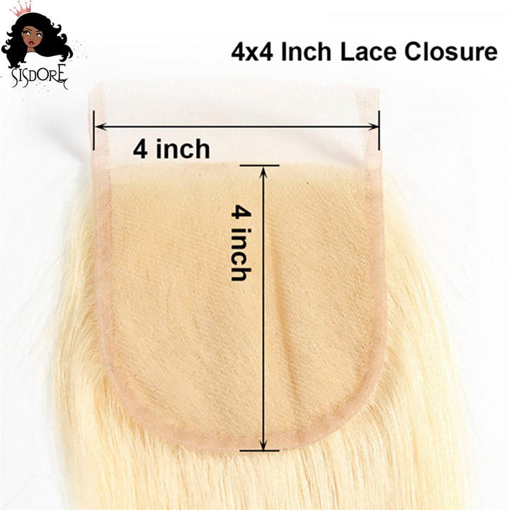 #613 Bleach Blonde Straight Virgin Human Hair Lace Closure