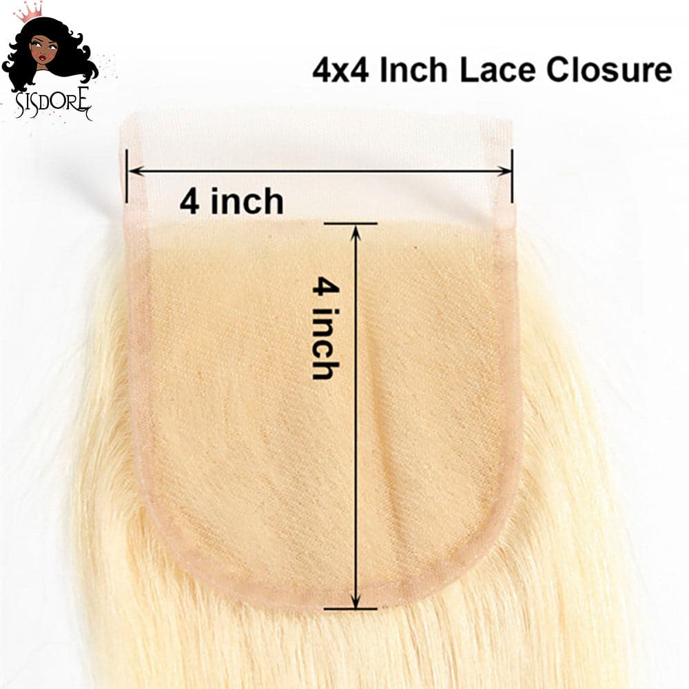 #613 Bleach Blonde Straight Virgin Human Hair Lace Closure