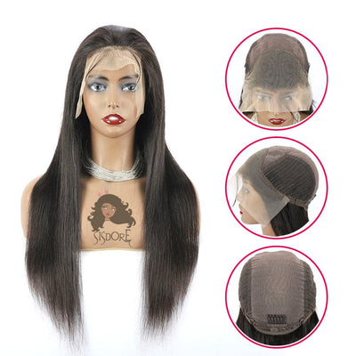 13X4 HD Lace Front Wigs Black Straight Human Hair
