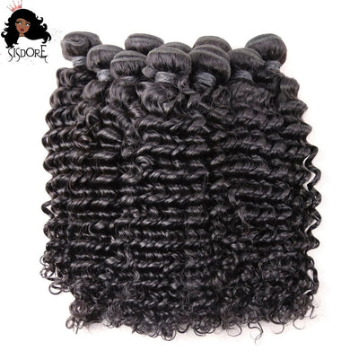 Natural black deep wave human hair bundles